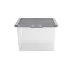 Wham Crystal 45L Clear Box & Stronger Lid PK5 in Silver - thumbnail 3