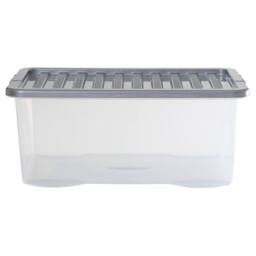 Wham Crystal 45L Clear Box & Stronger Lid PK5 in Silver - thumbnail 4