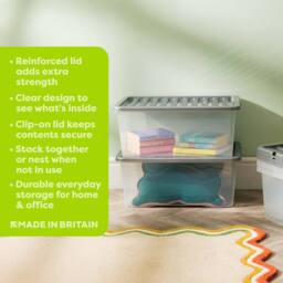Wham Crystal 45L Clear Box & Stronger Lid PK5 in Silver - thumbnail 2