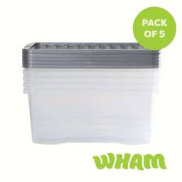 Wham Crystal 45L Clear Box & Stronger Lid PK5 in Silver - thumbnail 5