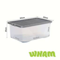 Wham Crystal 45L Clear Box & Stronger Lid PK5 in Silver - thumbnail 6