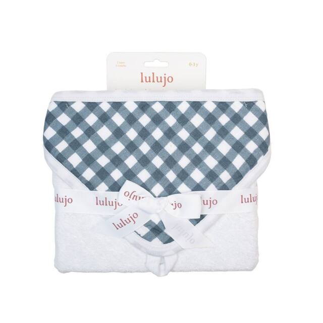 Lulujo Hooded Towel- Navy Gingham - image 1