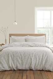 Bianca 'Shadow Leaves' 200TC Cotton Duvet Cover Set in Natural - Size: Double - thumbnail 1