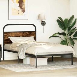 Berkfield Home Bed Frame Without Mattress 100x190 cm Smoked Oak Engineered Wood in Brown - thumbnail 4