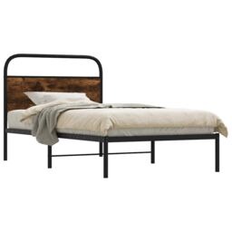 Berkfield Home Bed Frame Without Mattress 100x190 cm Smoked Oak Engineered Wood in Brown - thumbnail 1