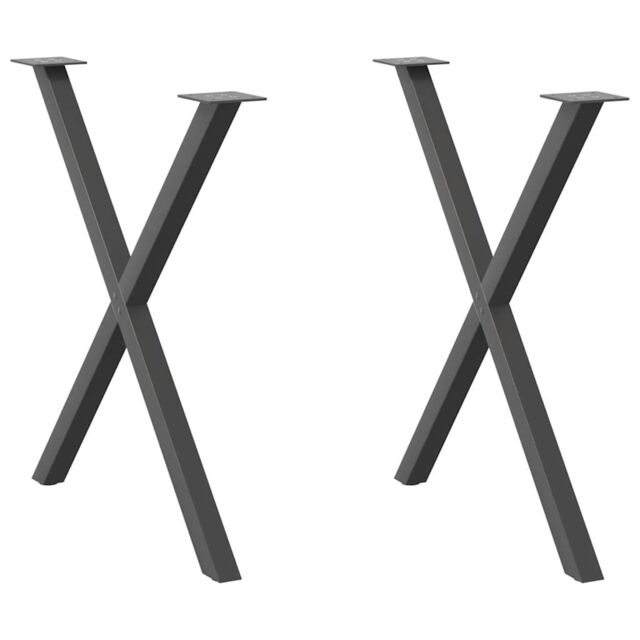 Berkfield Home Dining Table Legs X-Shaped 2 pcs Anthracite 80x(72-73) cm Steel in Black - image 1