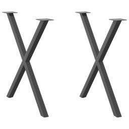 Berkfield Home Dining Table Legs X-Shaped 2 pcs Anthracite 80x(72-73) cm Steel in Black - thumbnail 1
