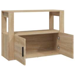 Berkfield Home Sideboard Sonoma Oak 80x30x60 cm Engineered Wood in Light Oak - Size: 80 x 30 x 60 cm - thumbnail 7