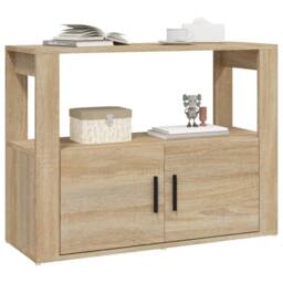 Berkfield Home Sideboard Sonoma Oak 80x30x60 cm Engineered Wood in Light Oak - Size: 80 x 30 x 60 cm - thumbnail 4
