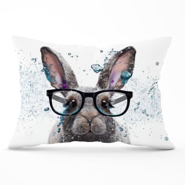 Warren Reed - Designer Rabbit Splashart Cushions in Grey - Size: 60 cm x 60 cm - image 1
