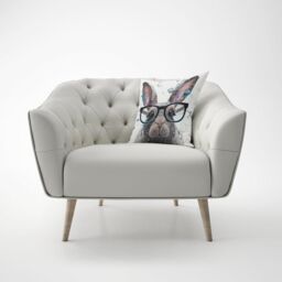 Warren Reed - Designer Rabbit Splashart Cushions in Grey - Size: 60 cm x 60 cm - thumbnail 4