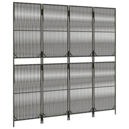 Berkfield Home Room Divider 4 Panels Grey Poly Rattan - thumbnail 4