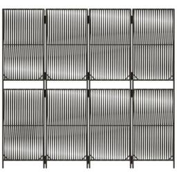 Berkfield Home Room Divider 4 Panels Grey Poly Rattan - thumbnail 5