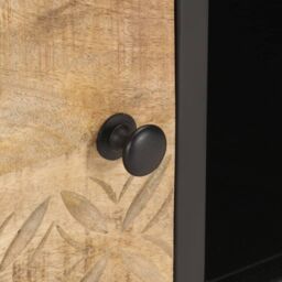 Berkfield Home TV Cabinet with Carved Door 130x30x40 cm Rough Mango Wood in Brown - Size: 130 x 30 x 40 cm - thumbnail 6