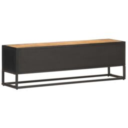 Berkfield Home TV Cabinet with Carved Door 130x30x40 cm Rough Mango Wood in Brown - Size: 130 x 30 x 40 cm - thumbnail 4