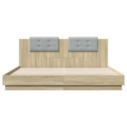 Berkfield Home Bed Frame with LED without Mattress Sonoma Oak 180x200 cm Super King in Brown - thumbnail 6