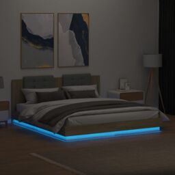 Berkfield Home Bed Frame with LED without Mattress Sonoma Oak 180x200 cm Super King in Brown - thumbnail 4