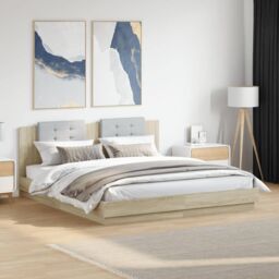 Berkfield Home Bed Frame with LED without Mattress Sonoma Oak 180x200 cm Super King in Brown - thumbnail 1