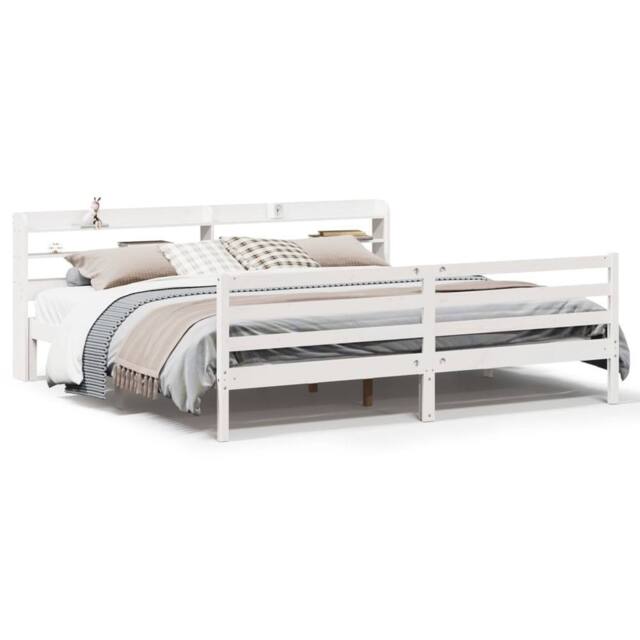 Berkfield Home Bed Frame with Headboard without Mattress White 200x200 cm - image 1