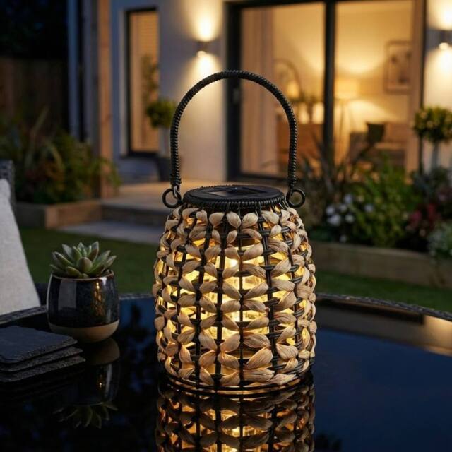 Garden Greatness Small Relica Solar Woven Rattan Lantern - Size: 1 Pack - image 1