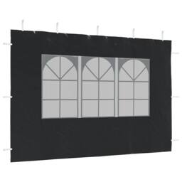Berkfield Home Party Tent Sidewall 2 pcs with Window PE Anthracite in Black - thumbnail 8