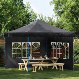 Berkfield Home Party Tent Sidewall 2 pcs with Window PE Anthracite in Black - thumbnail 2