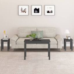 Berkfield Home Nesting Tables 3 pcs Grey Solid Wood Pine - thumbnail 2