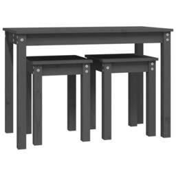 Berkfield Home Nesting Tables 3 pcs Grey Solid Wood Pine - thumbnail 6