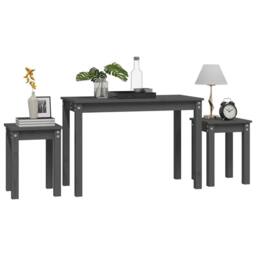 Berkfield Home Nesting Tables 3 pcs Grey Solid Wood Pine - thumbnail 4