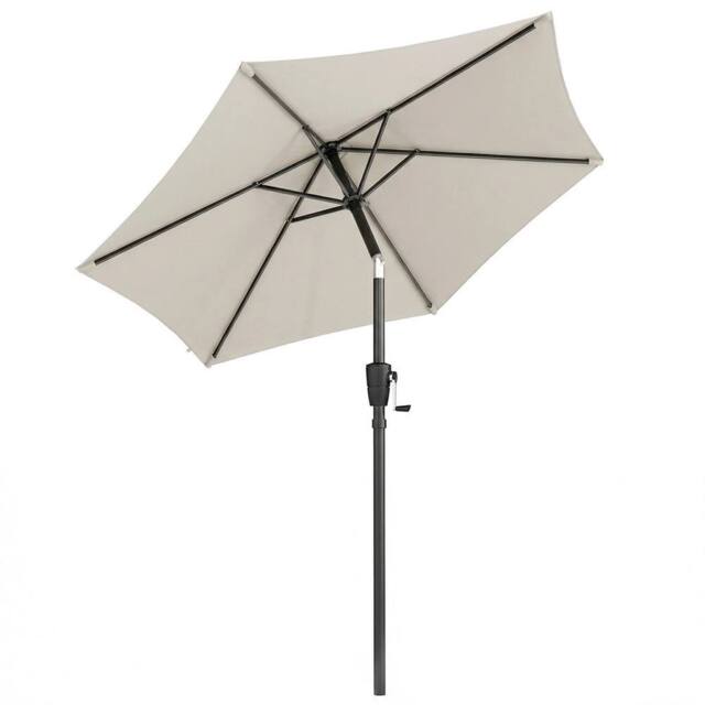 Kelvenix 2m Outdoor Garden Parasol with Tilt, Outdoor Table Umbrella for Patio in Light Grey - image 1