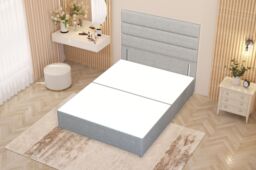 Somnior Chambery Divan Bed Frame with Floor Standing Headboard Linen Fabric in Light Grey - Size: Small Single - thumbnail 3