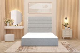 Somnior Chambery Divan Bed Frame with Floor Standing Headboard Linen Fabric in Light Grey - Size: Small Single - thumbnail 2