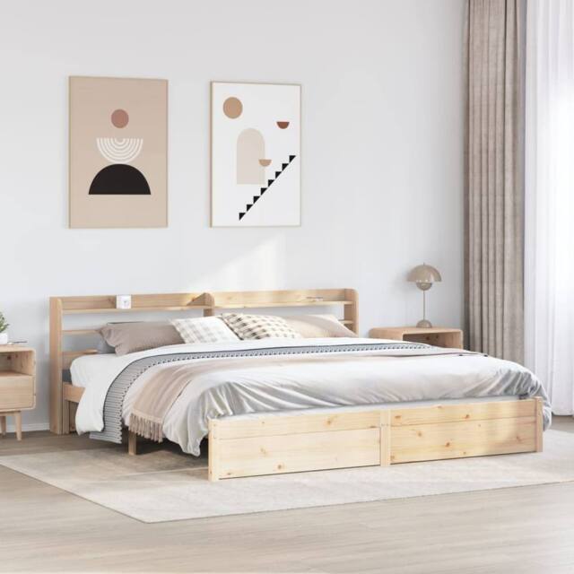 Berkfield Home Bed Frame with Headboard without Mattress 200x200 cm in Brown - image 1
