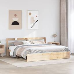 Berkfield Home Bed Frame with Headboard without Mattress 200x200 cm in Brown - thumbnail 1