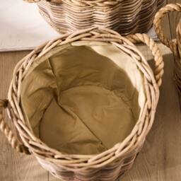 Dibor Traditional Round Large Wicker Log Basket with Handles H35 x W44cm in Natural - thumbnail 3