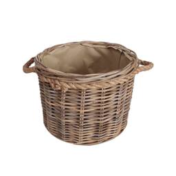 Dibor Traditional Round Large Wicker Log Basket with Handles H35 x W44cm in Natural - thumbnail 2