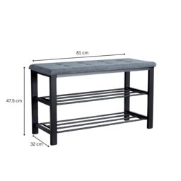 Home Source Metal Shoe Bench with Storage Shelfs For Entryway Hallway Seating Home in Grey - thumbnail 8