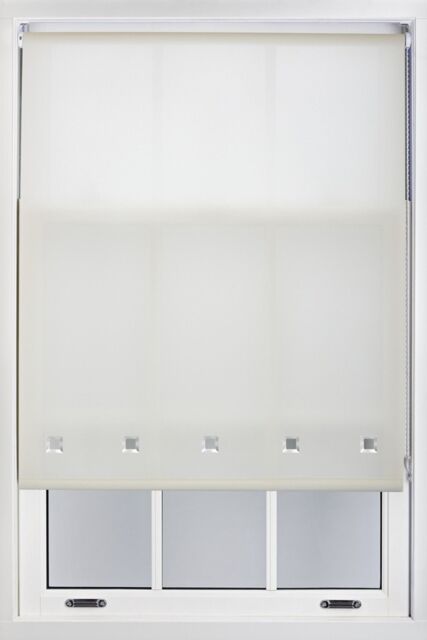 Furnished Daylight Roller Blind with Chrome Square Eyelets - Trimmable Window Shade in Cream - Size: 220 cm width x 165 cm drop - image 1