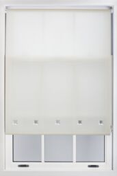 Furnished Daylight Roller Blind with Chrome Square Eyelets - Trimmable Window Shade in Cream - Size: 220 cm width x 165 cm drop - thumbnail 1