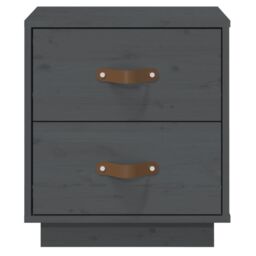 Berkfield Home Bedside Cabinet Grey 40x34x45 cm Solid Wood Pine - Size: 40 x 34 x 45 cm - thumbnail 5