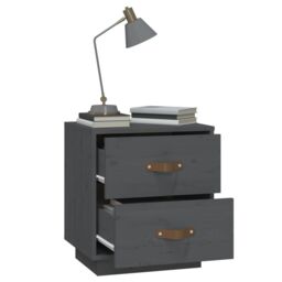 Berkfield Home Bedside Cabinet Grey 40x34x45 cm Solid Wood Pine - Size: 40 x 34 x 45 cm - thumbnail 4