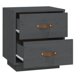 Berkfield Home Bedside Cabinet Grey 40x34x45 cm Solid Wood Pine - Size: 40 x 34 x 45 cm - thumbnail 6