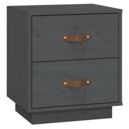 Berkfield Home Bedside Cabinet Grey 40x34x45 cm Solid Wood Pine - Size: 40 x 34 x 45 cm - thumbnail 2