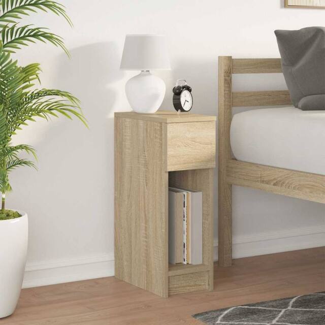 Berkfield Home Durable Bedside Cabinet with Drawer Sonoma Oak 20x36x60 cm in Light Oak - Size: 20 x 36 x 60 cm - image 1