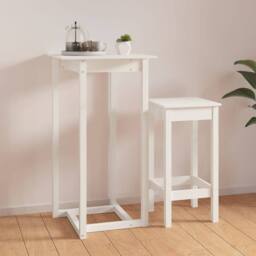 Berkfield Home Beautiful Bar Table White 60x60x110 cm Solid Wood Pine - Size: 60 x 60 x 110 cm - thumbnail 2