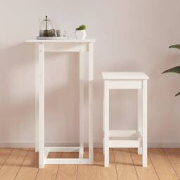 Berkfield Home Beautiful Bar Table White 60x60x110 cm Solid Wood Pine - Size: 60 x 60 x 110 cm - thumbnail 4