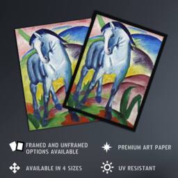 "Artery8 Blue Horse I Expressionist Franz Marc Vintage Wall Art Print Poster - Size: W18"" x H24""" - thumbnail 2