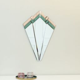 Melody Maison Green & Pink Glass Art Deco Fan Wall Mirror 60cm X 40cm - Size: 60 cm X 40 cm - thumbnail 5
