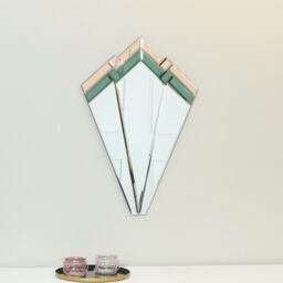 Melody Maison Green & Pink Glass Art Deco Fan Wall Mirror 60cm X 40cm - Size: 60 cm X 40 cm - thumbnail 2