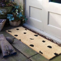 Artsy Mats Hedgehog Autumn Leaves Patio Doormat in Beige - Size: 40 cm x 120 cm - thumbnail 1